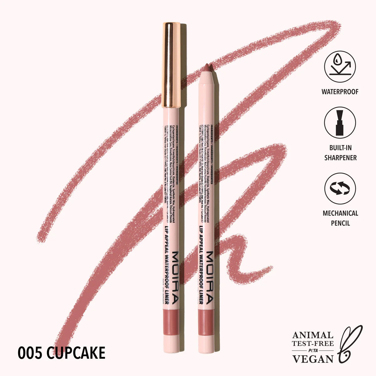 Moira Lip Appeal Waterproof liner-005,Cupcake